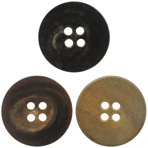 11.5-25mm Double Flat Vintage Black-Brown Horn Buttons 10pcs