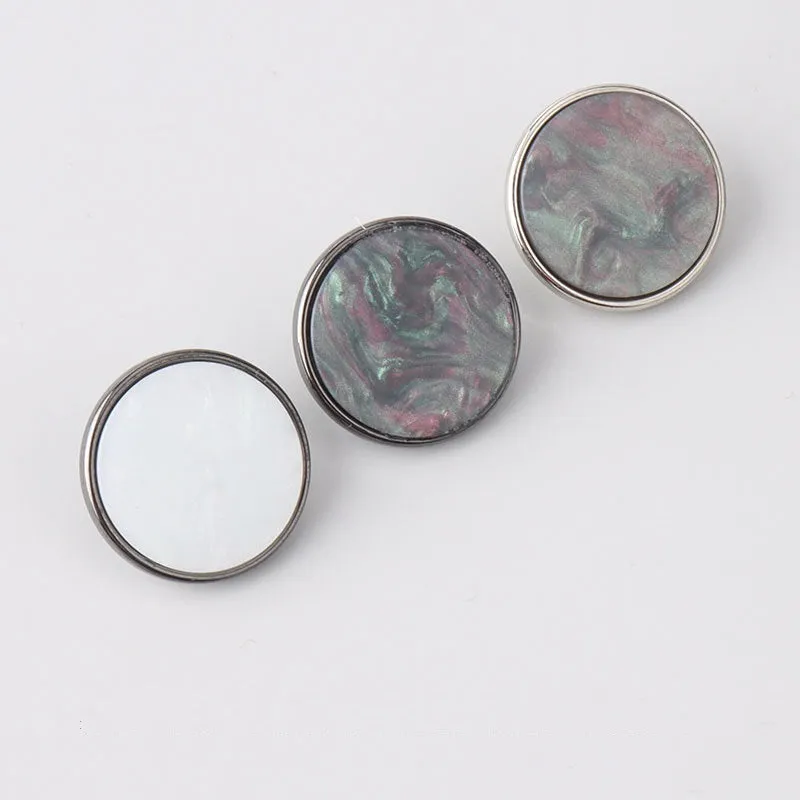 15-20mm Flat Metal Resin Shank Buttons for Woolen Coats 12pcs