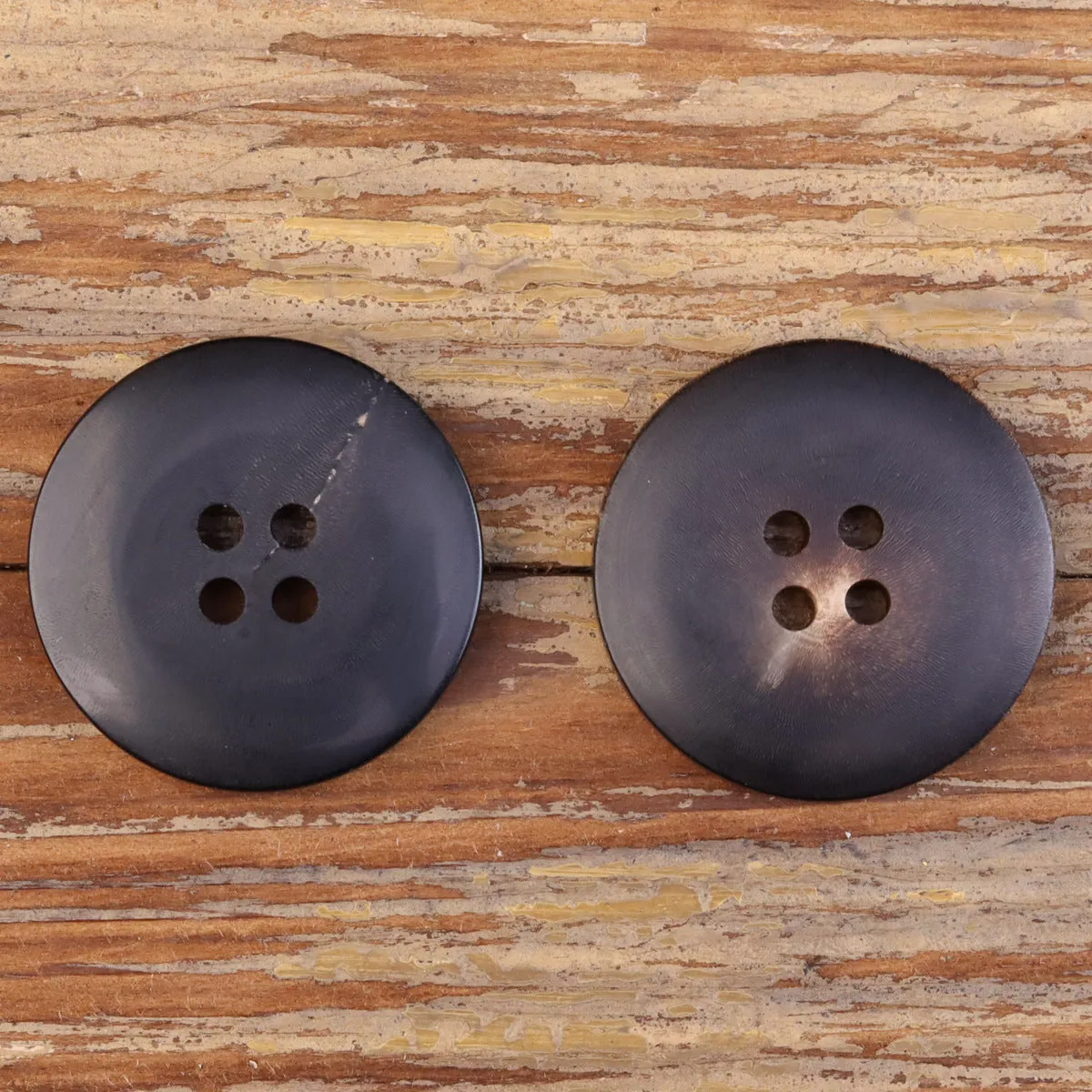 15-25mm Black Coffee Double-Circle Matte Retro Horn Buttons 25 Pack