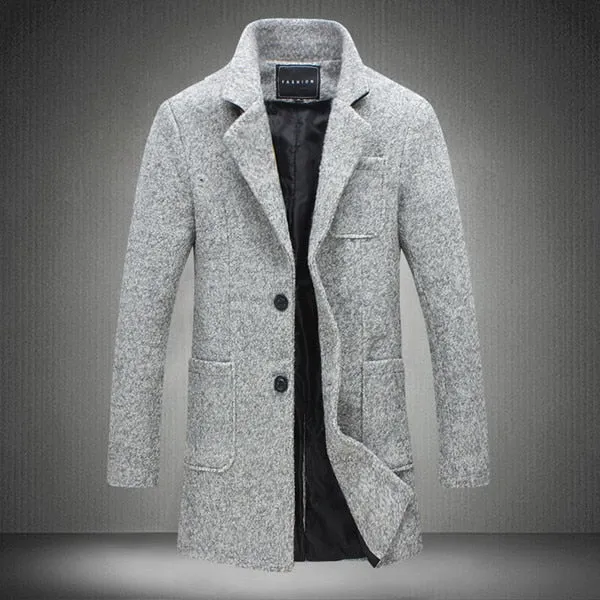 2018 New Winter Wool Coat Men Leisure Long Sections Woolen Coats Men's Pure Color Casual Fashion Jackets / Casual Men Overcoat