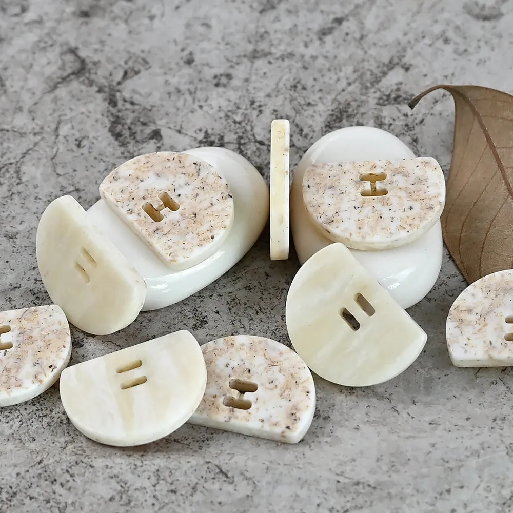 25mm Light Khaki Double Sided Semi Circular Resin Buttons for Coats 30pcs