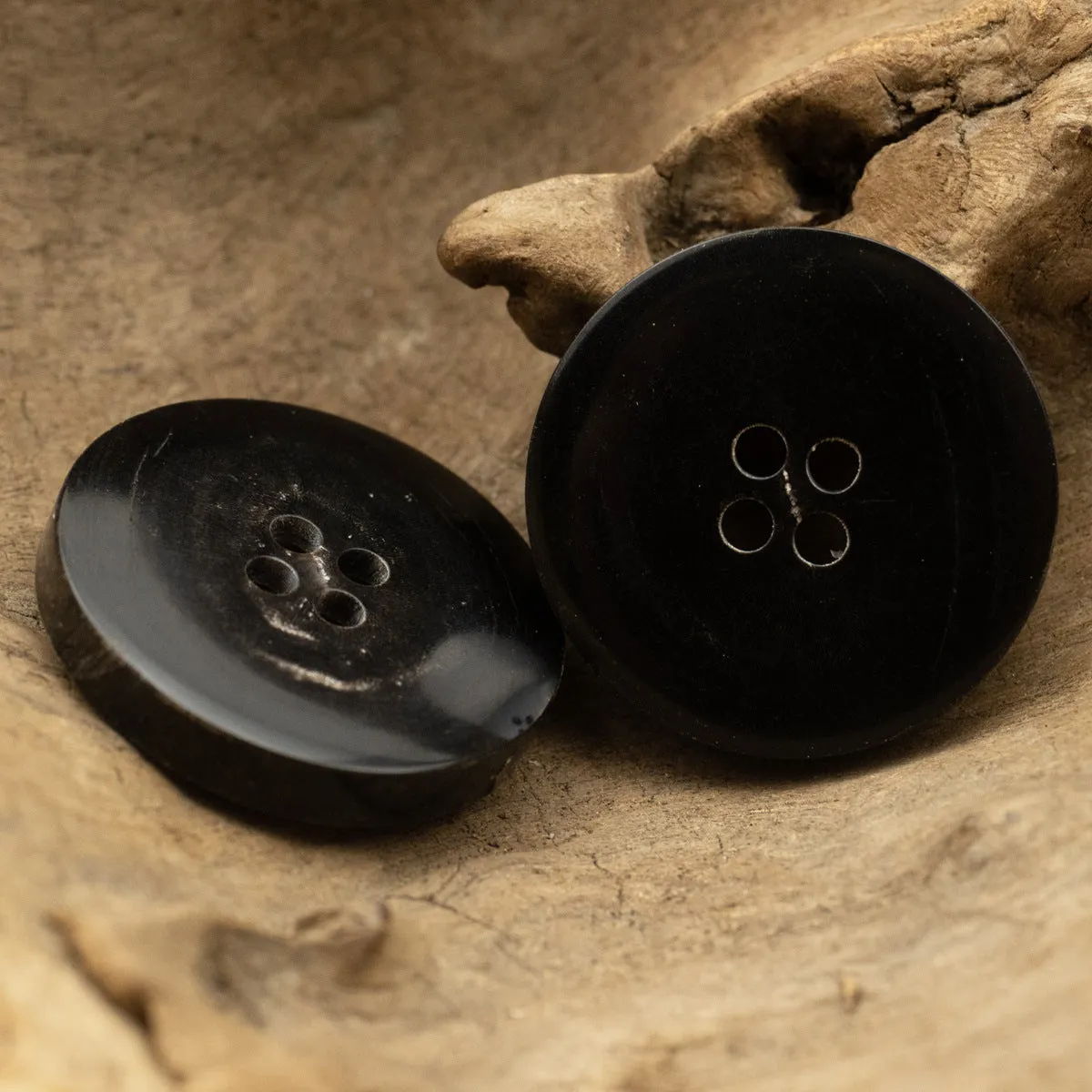 30MM Large Black Bowl-Shaped Buffalo Horn Coat Buttons 10pcs