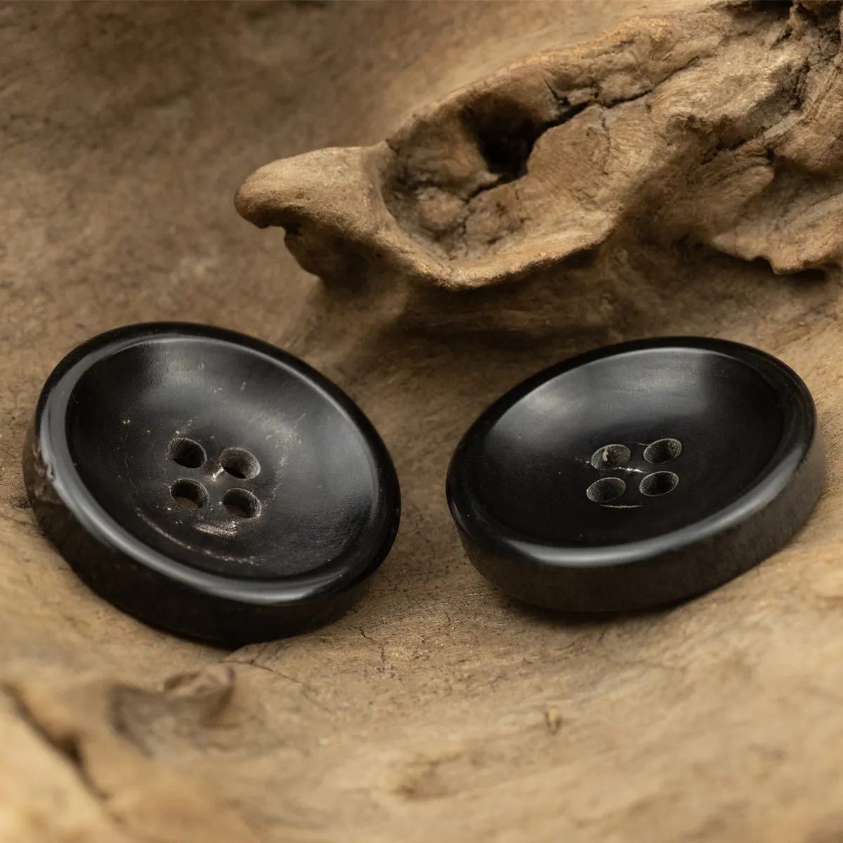30MM Large Black Bowl-Shaped Buffalo Horn Coat Buttons 10pcs