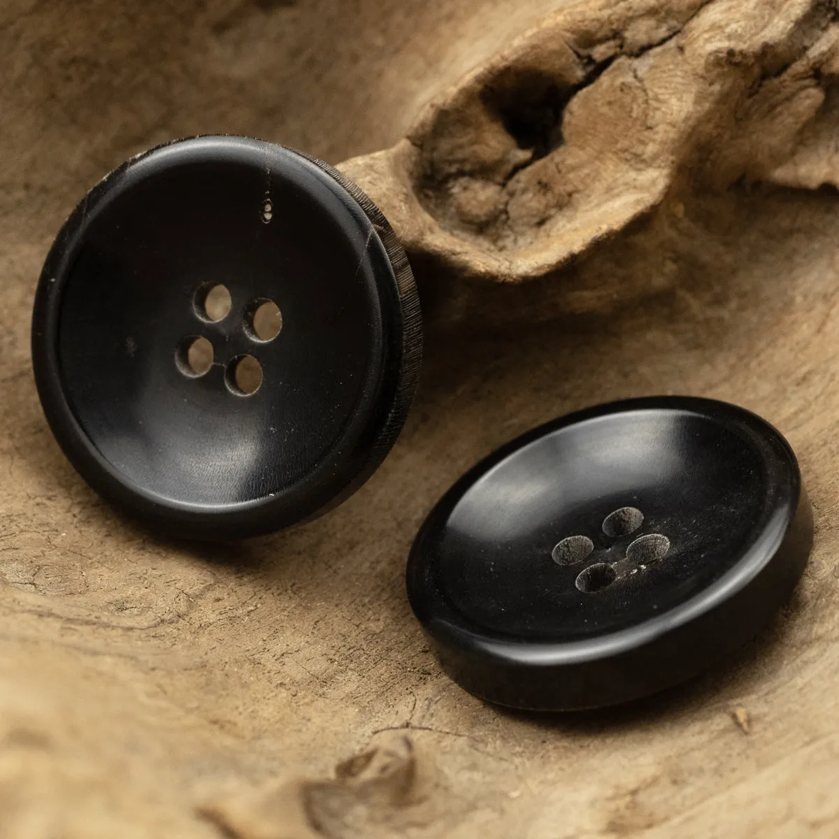 30MM Large Black Bowl-Shaped Buffalo Horn Coat Buttons 10pcs
