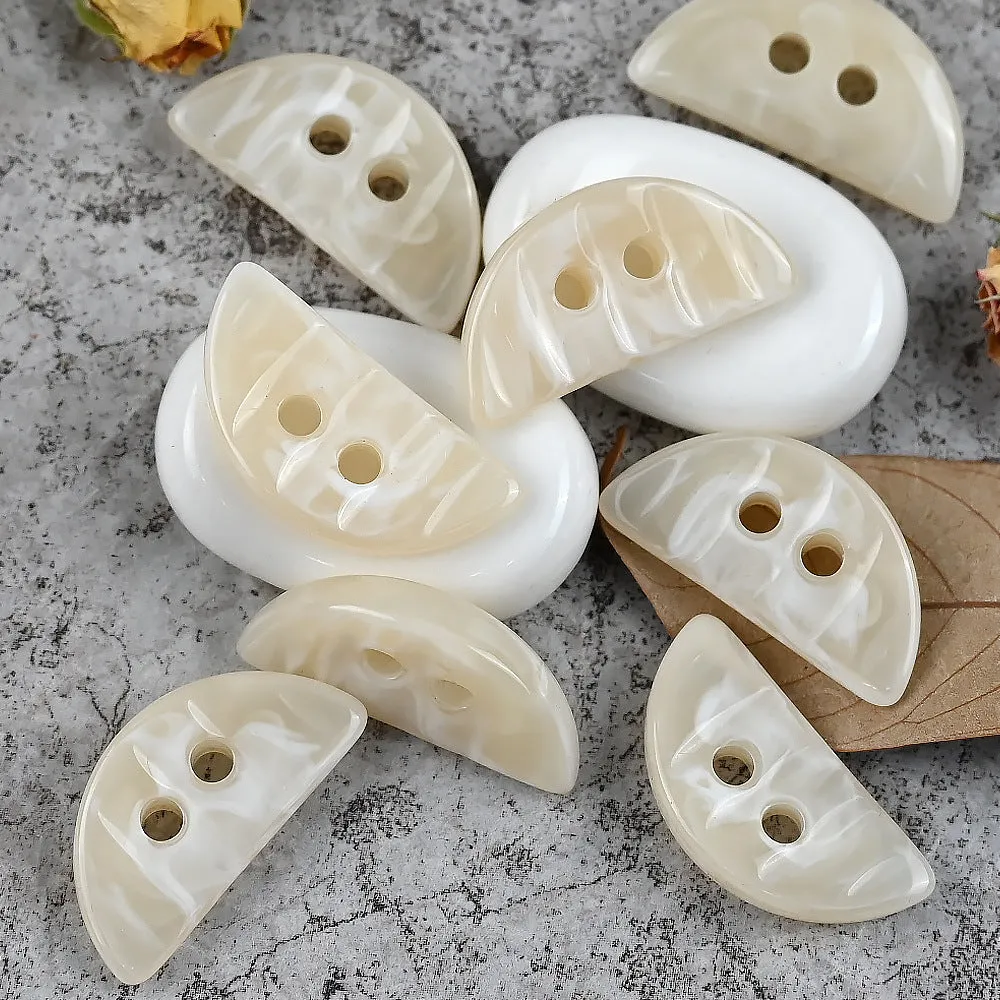 33x16mm Semi-Circular 2-Hole Amber Double-Sided Resin Buttons for Coats 40pcs
