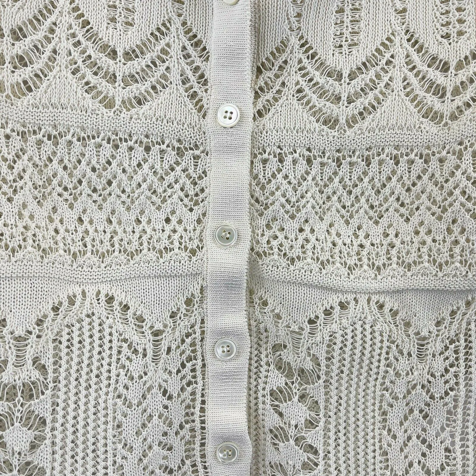 Alexander McQueen - Ivory Lace Knit Pointelle Cardigan Sweater - Size XS