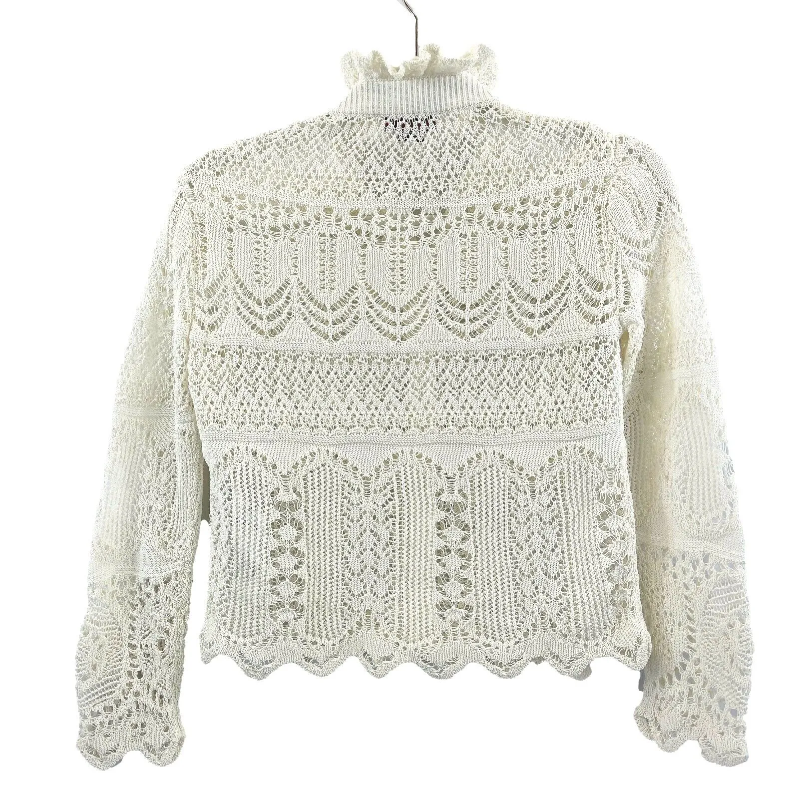 Alexander McQueen - Ivory Lace Knit Pointelle Cardigan Sweater - Size XS