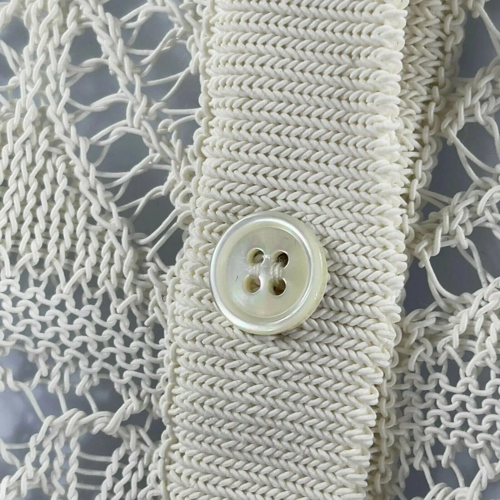 Alexander McQueen - Ivory Lace Knit Pointelle Cardigan Sweater - Size XS