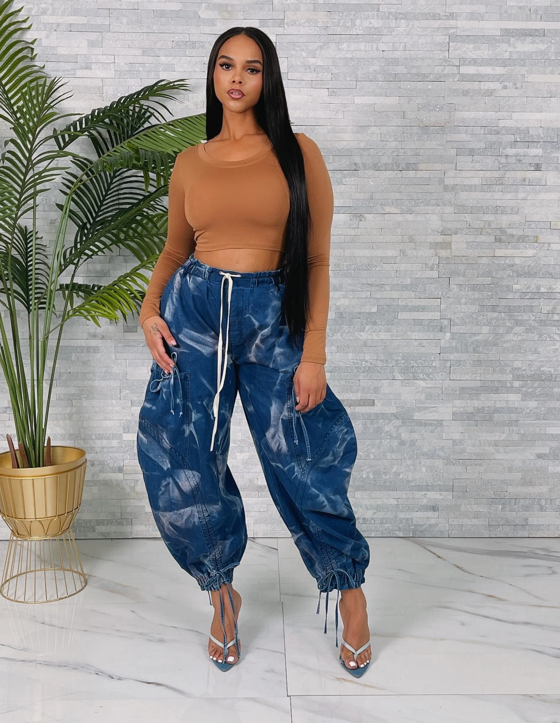 AP9215-TP - TIE DYE WIDE LEG JOGGER PANTS
