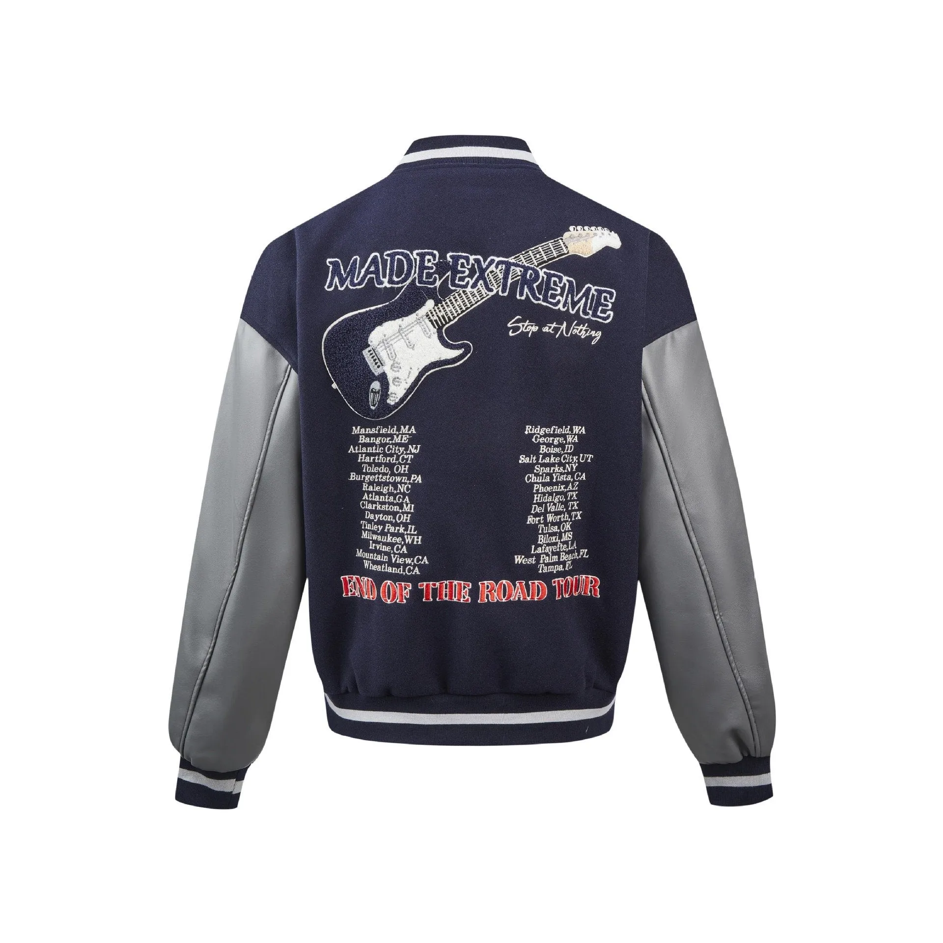 Autumn And Winter American Retro Towel Embroidered Letter PU Leather Sleeve Street Baseball Suit Woolen Coat For Men And Women