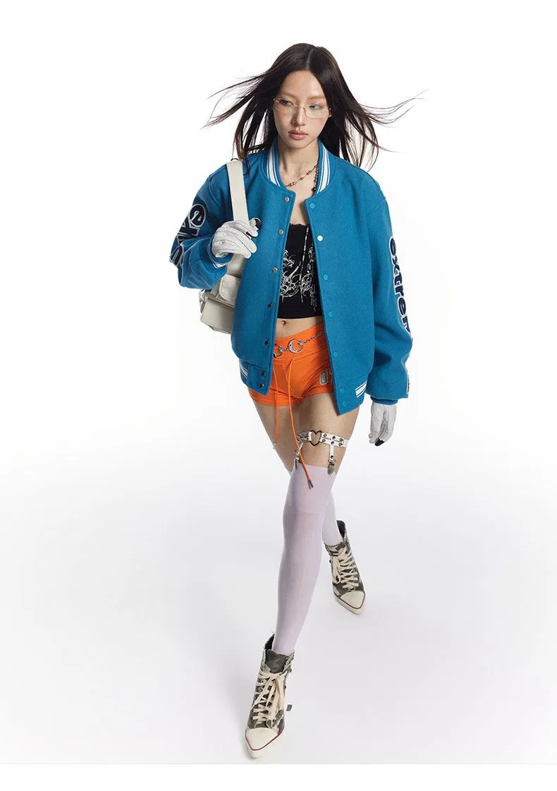 Autumn And Winter American Street Alphabet Baseball Suit Alphabet Embroidered Jacket Woolen Top Jacket