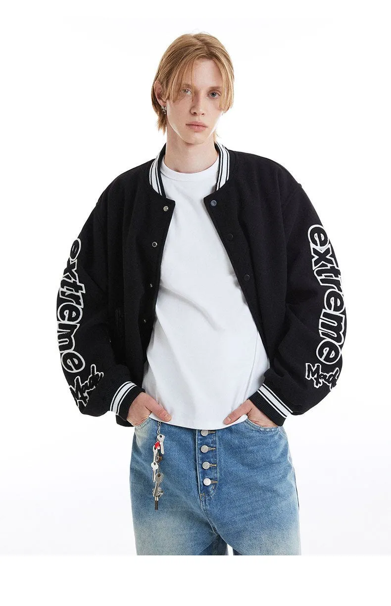 Autumn And Winter American Street Alphabet Baseball Suit Alphabet Embroidered Jacket Woolen Top Jacket