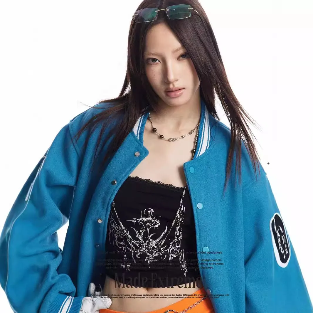 Autumn And Winter American Street Alphabet Baseball Suit Alphabet Embroidered Jacket Woolen Top Jacket