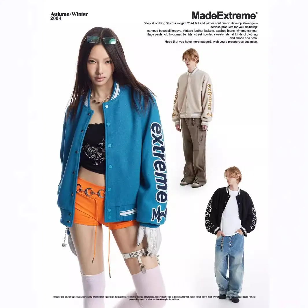 Autumn And Winter American Street Alphabet Baseball Suit Alphabet Embroidered Jacket Woolen Top Jacket