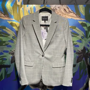 Banana Republic Long and Lean Blazer Grey Plaid