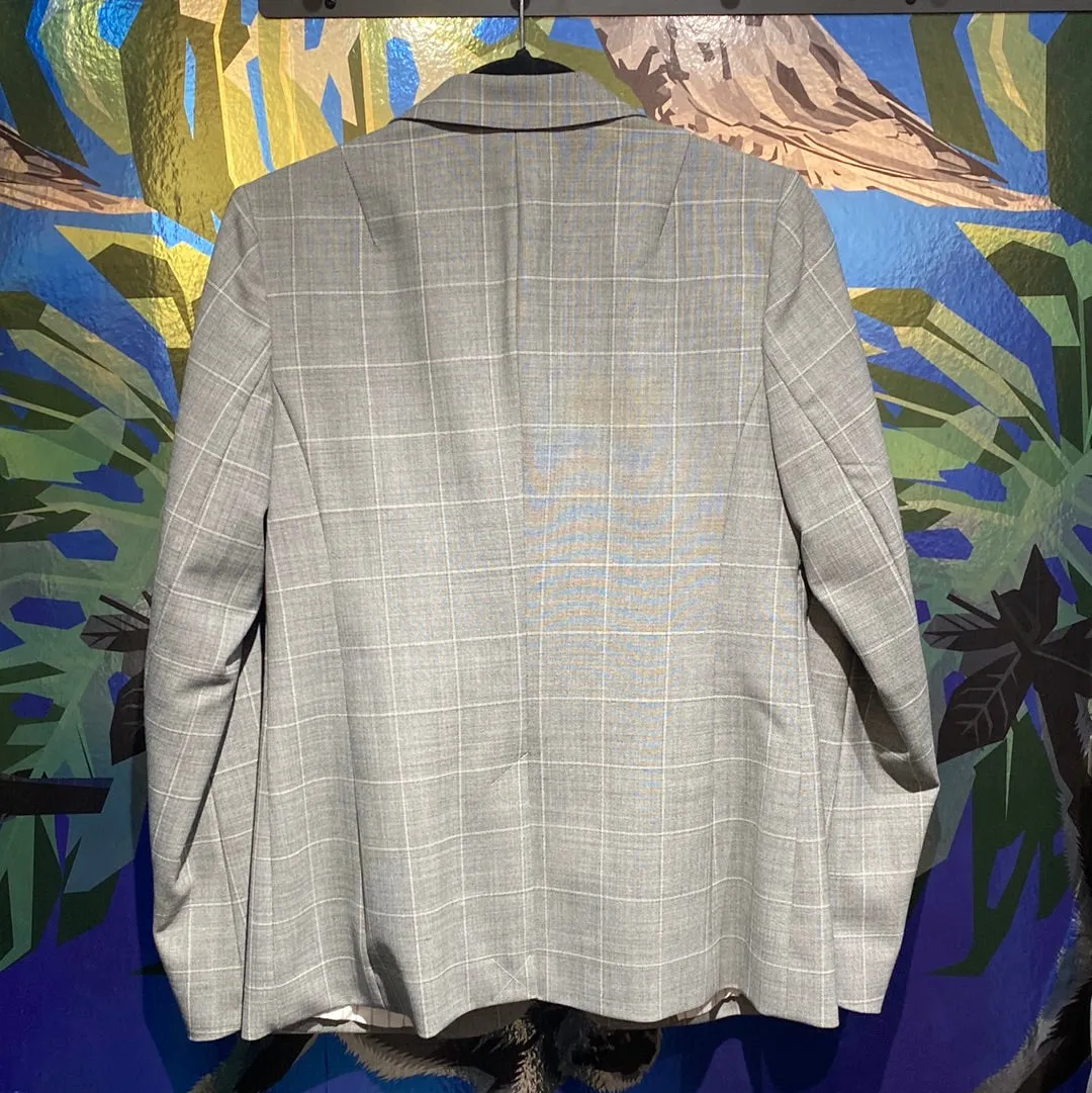 Banana Republic Long and Lean Blazer Grey Plaid