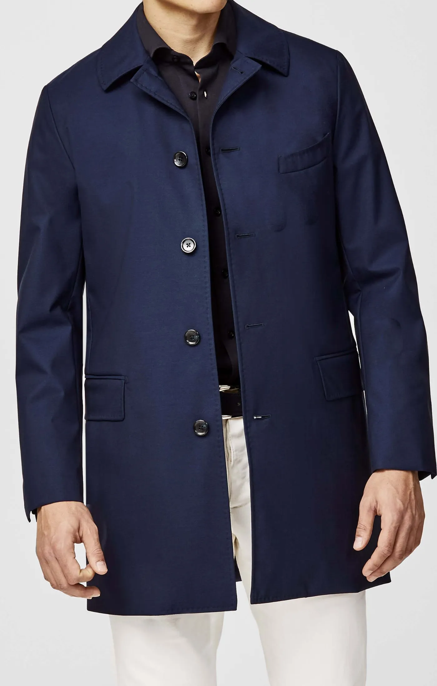 Barberis Canonico Blue Tech Wool Lightweight Water-Repellent Unconstructed Coat