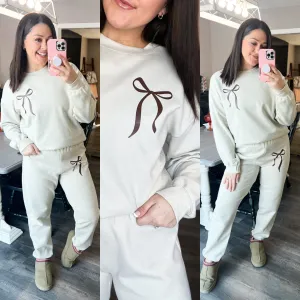 Beige HHB Bow Jogger Set