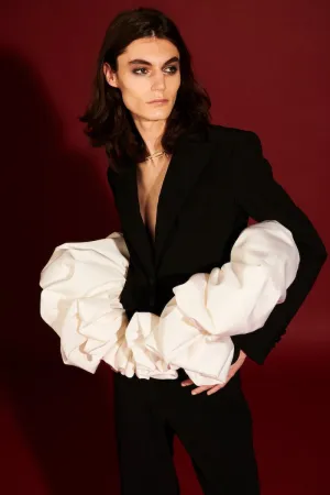 Black and White Bubble Hem Blazer