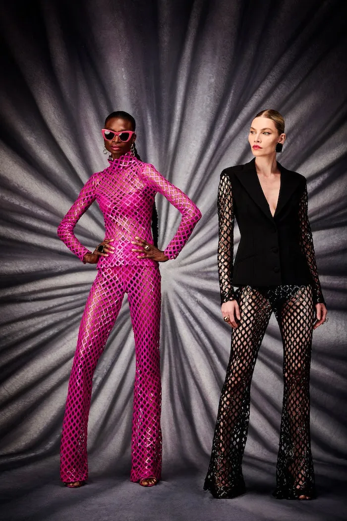 Black Blazer with Sequin Mesh Sleeves