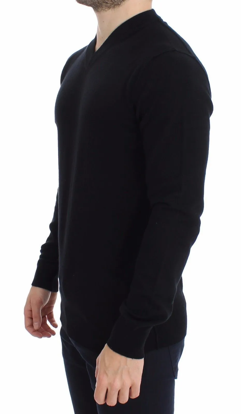 Black Cashmere V-neck Sweater Pullover Top