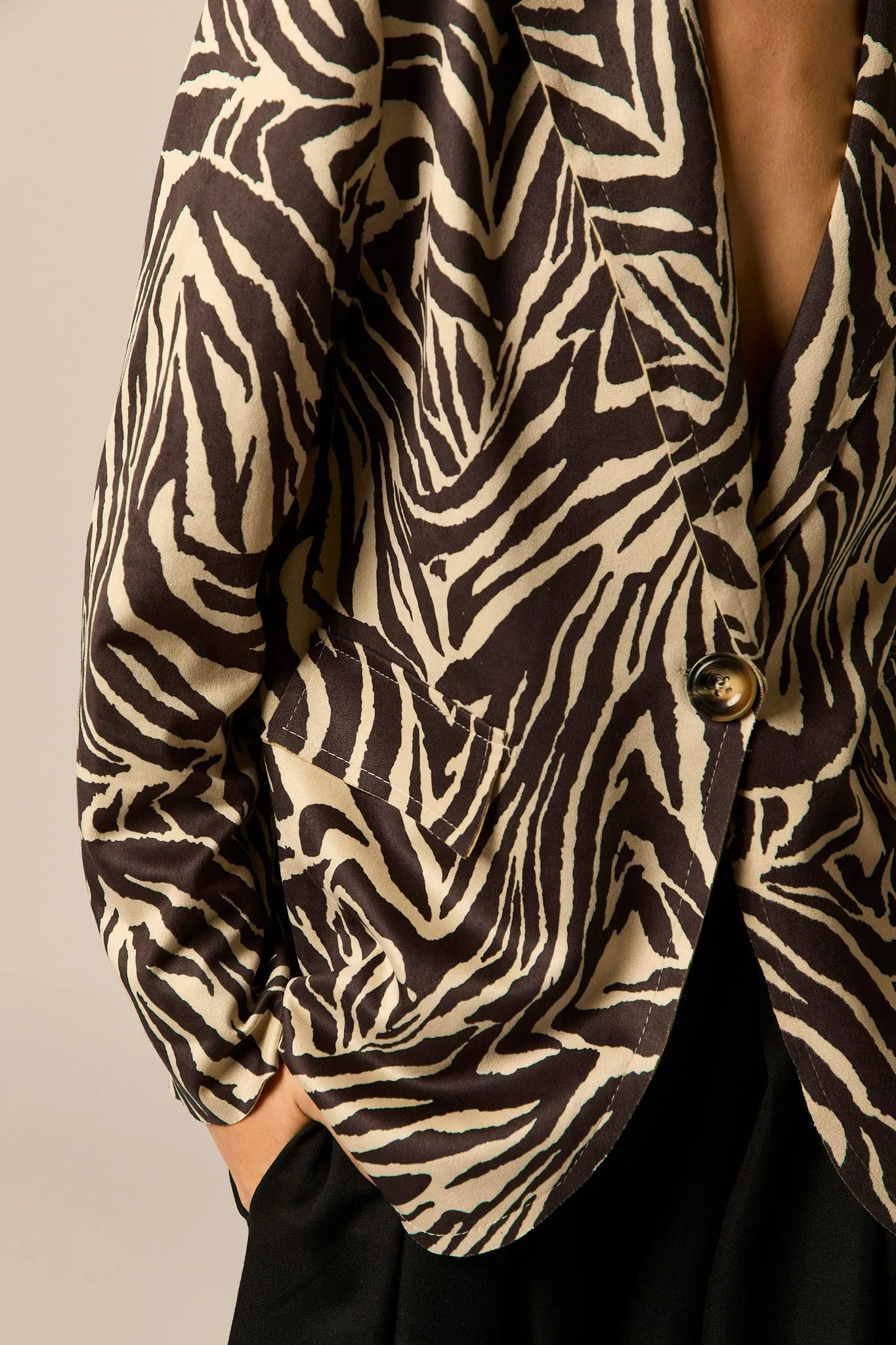 Blazer estructura print cebra bicolor