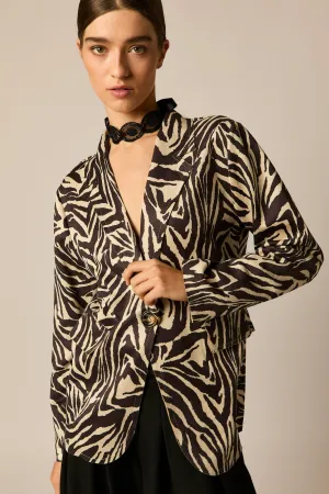 Blazer estructura print cebra bicolor
