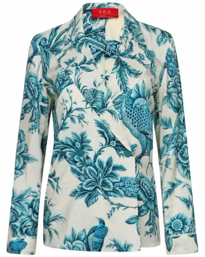 Blue Toile Silk Otera Habotai Jacket