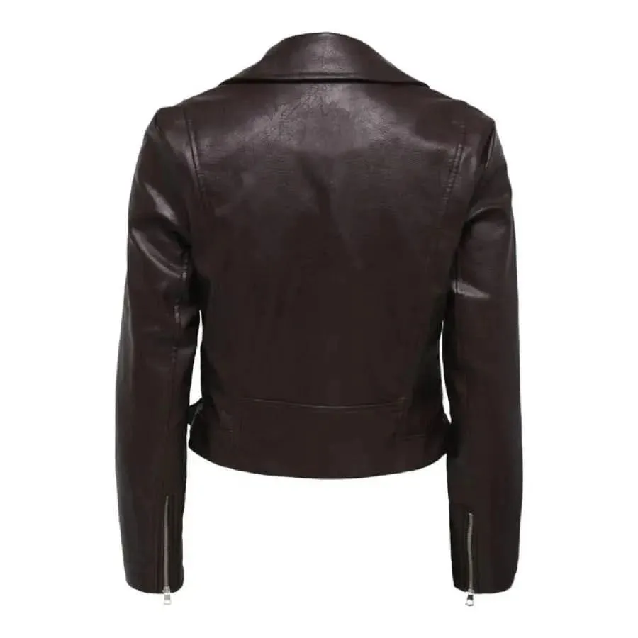 Brown Women's Blazer with Zip and Long Sleeves