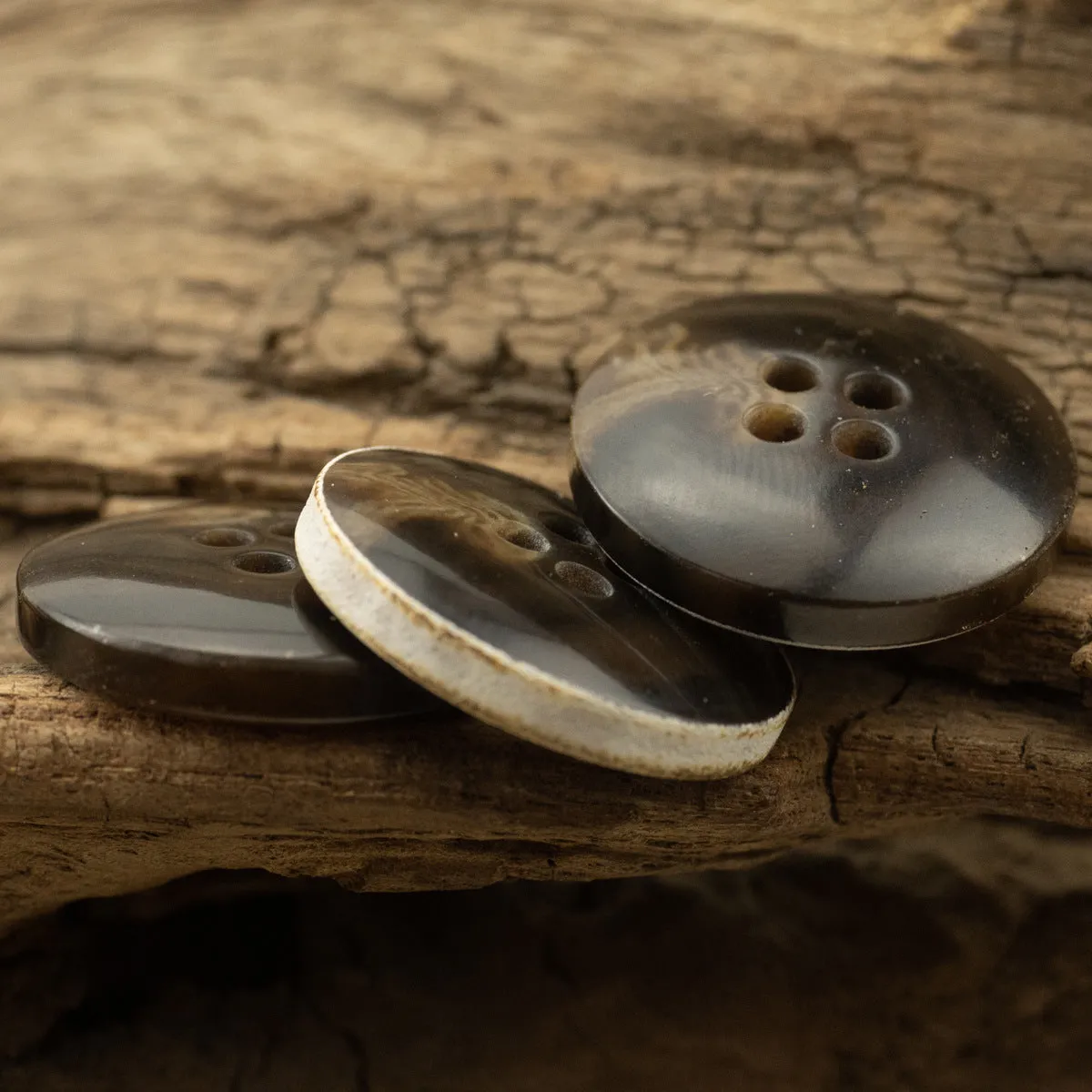 Burnt-Edge Dark Brown Urea Buttons for Woolen Coats 30 Pack