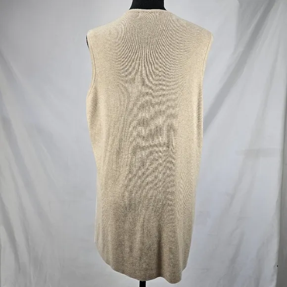 CALVIN KLEIN Cream Faux Suede Sleeveless Blazer Vest One Size