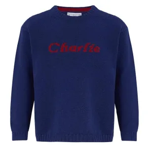 Camden Personalised Cashmere Baby Sweater - Navy Blue