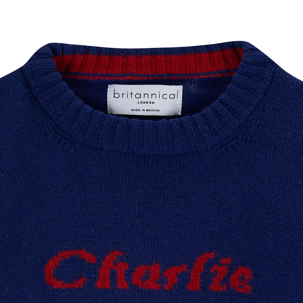 Camden Personalised Cashmere Sweater for Children - Navy Blue