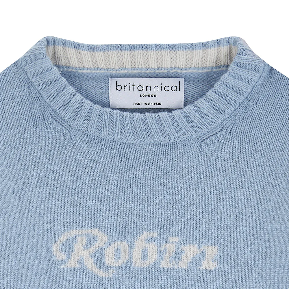 Camden Personalised Cashmere Sweater for Children - Powder Blue