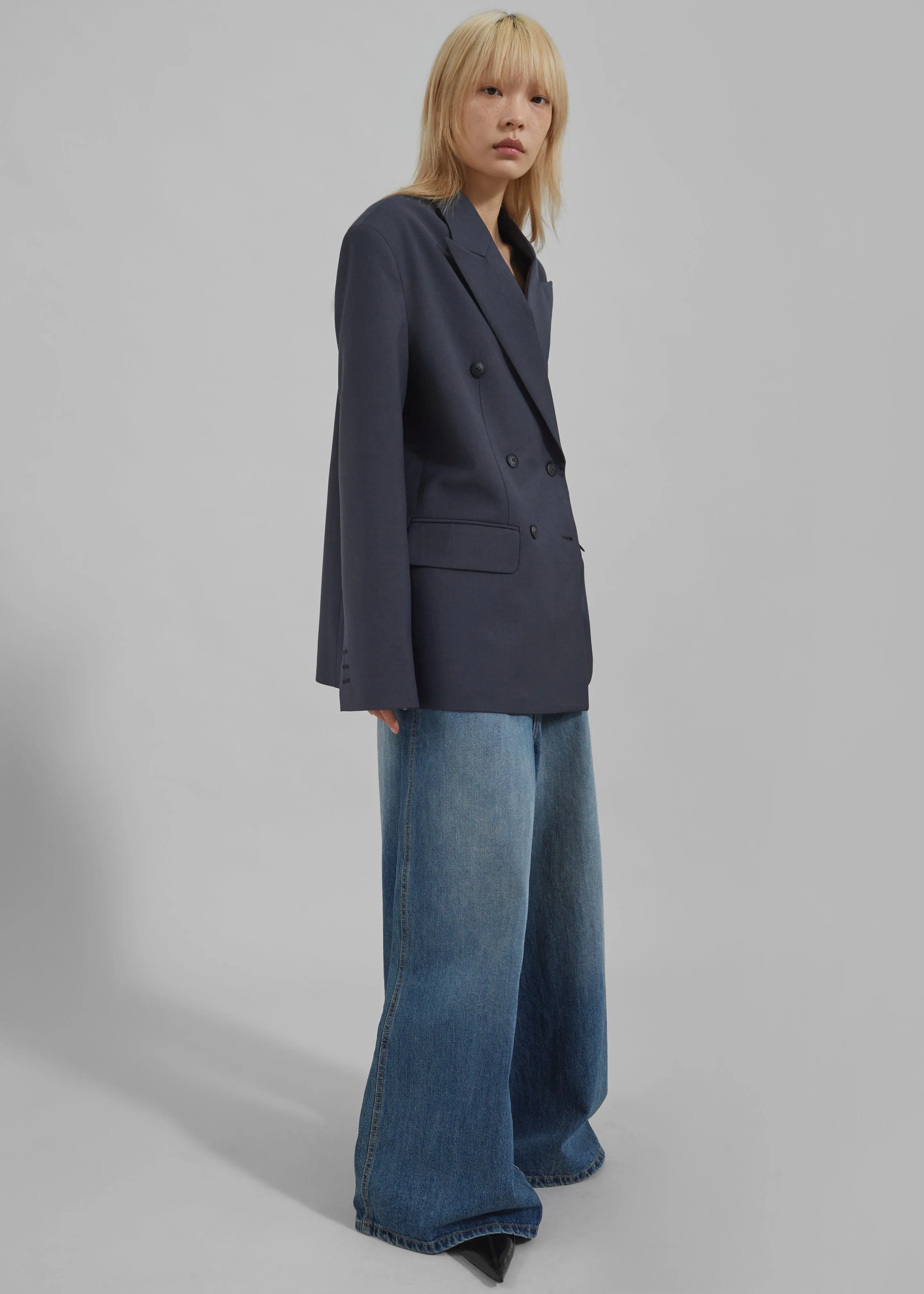 Carmen Double Breasted Blazer - Charcoal