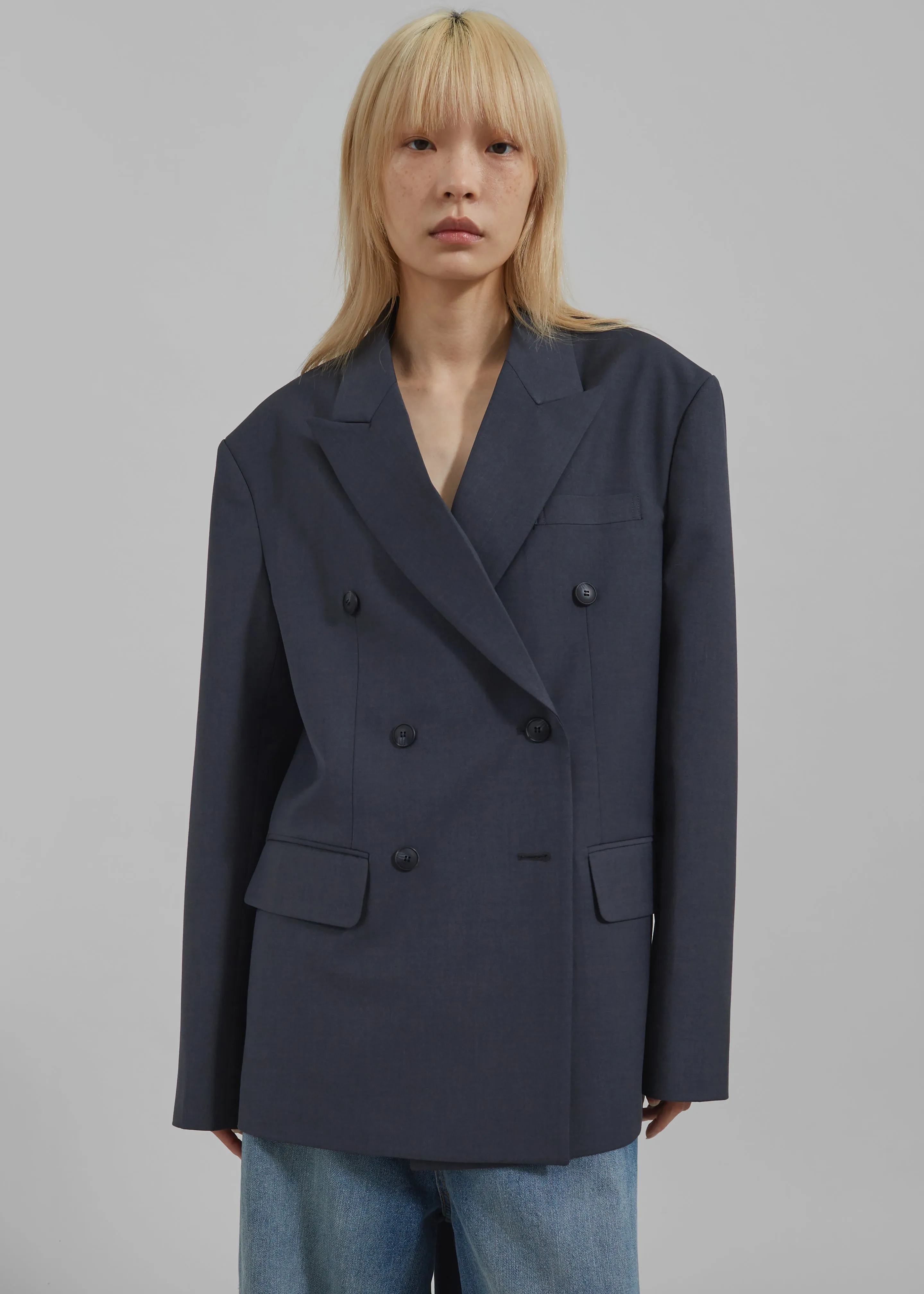 Carmen Double Breasted Blazer - Charcoal