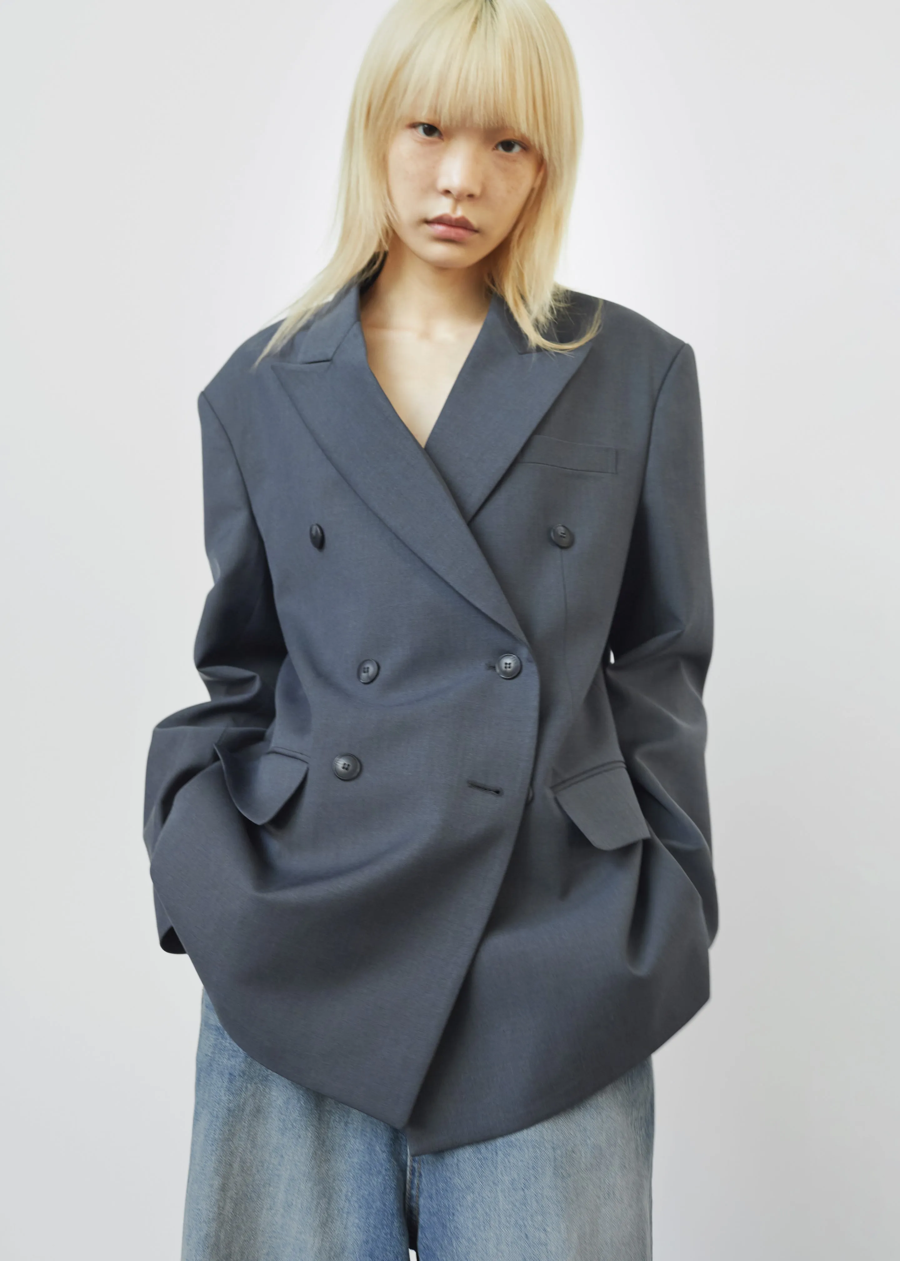 Carmen Double Breasted Blazer - Charcoal