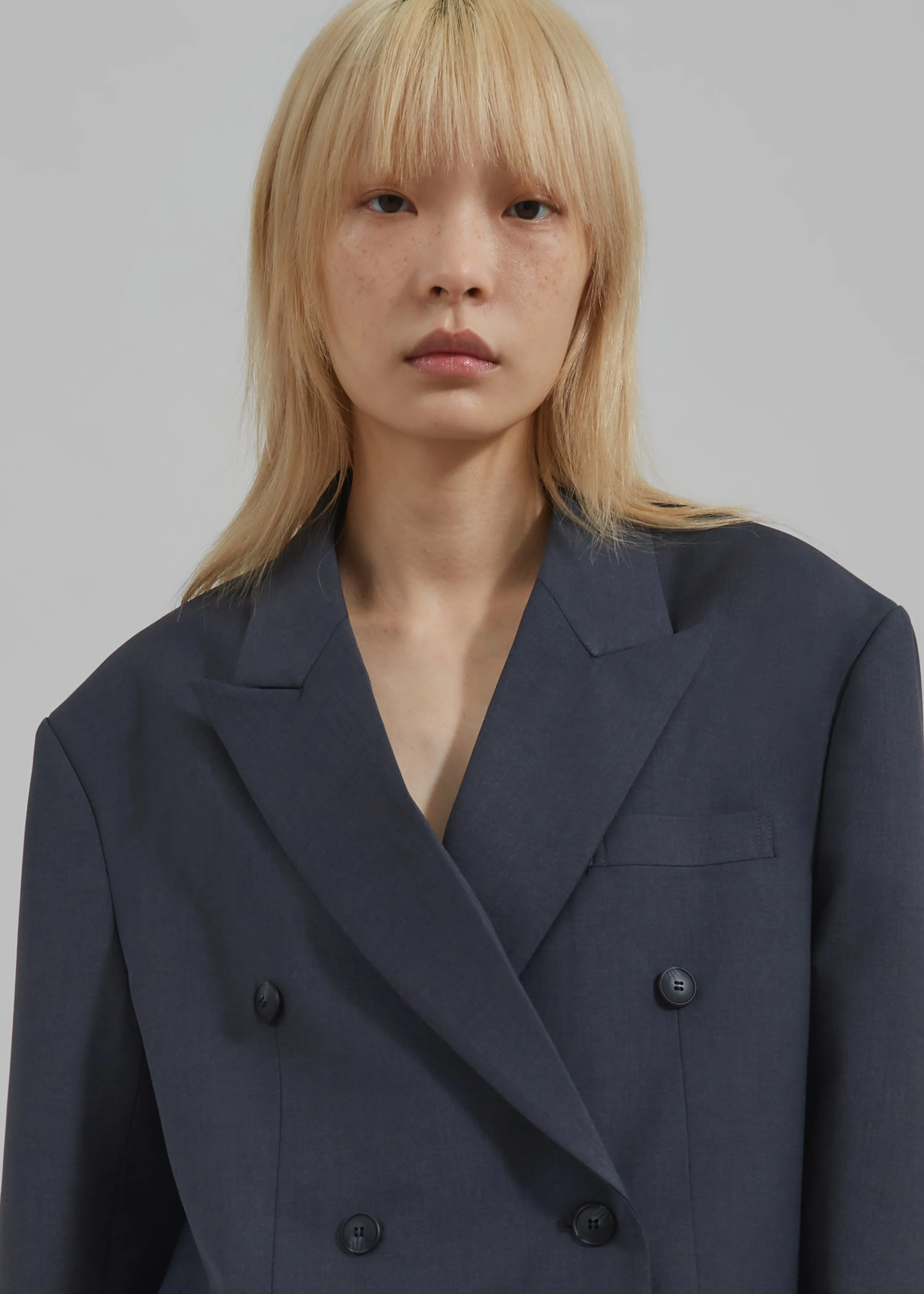 Carmen Double Breasted Blazer - Charcoal