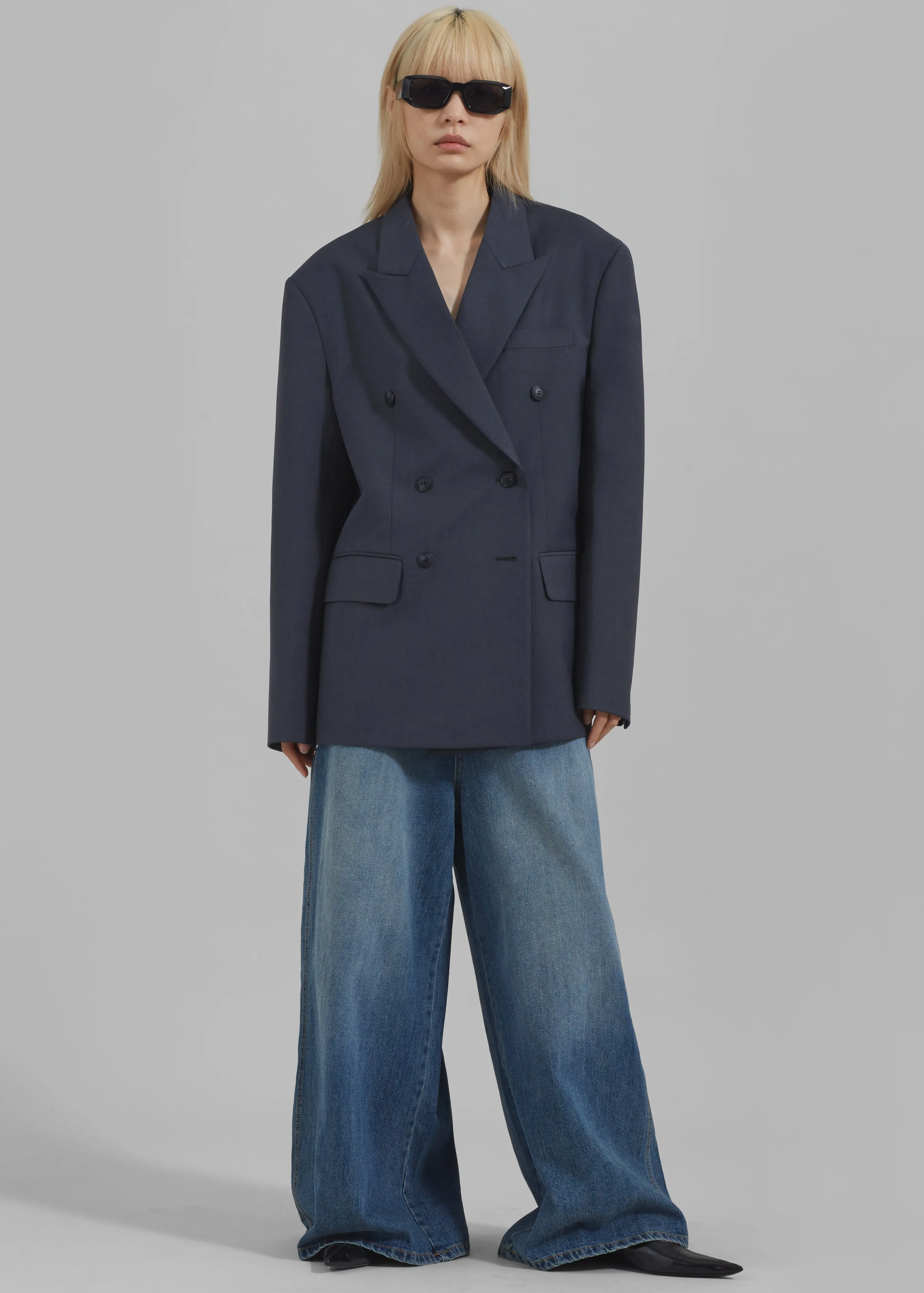 Carmen Double Breasted Blazer - Charcoal