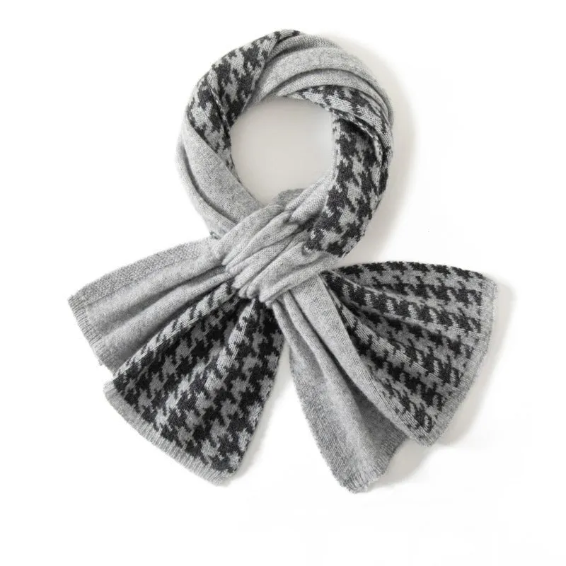 Cashmere Houndstooth Scarf For Sophisticated Warmth Crossed Scarf