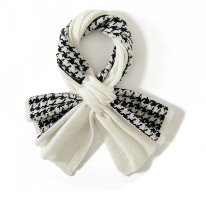 Cashmere Houndstooth Scarf For Sophisticated Warmth Crossed Scarf