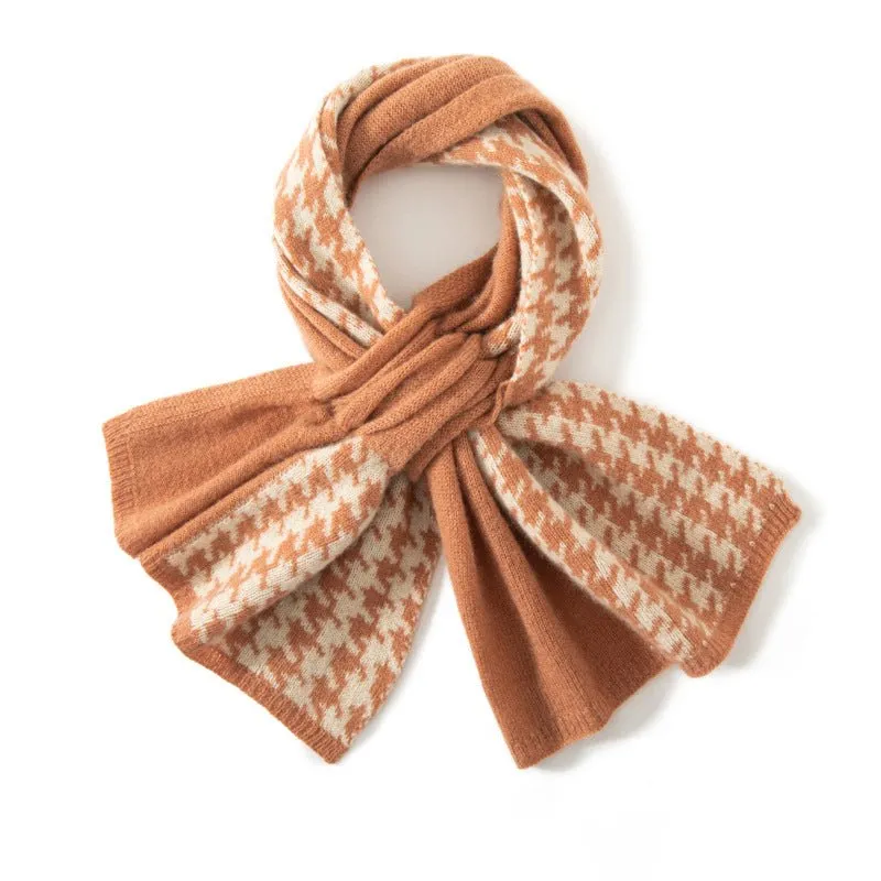 Cashmere Houndstooth Scarf For Sophisticated Warmth Crossed Scarf