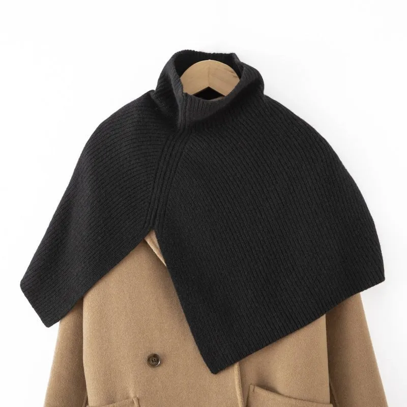 Cashmere Ribbed Cape Scarf Turtleneck Cashmere Clock Shawl Wrap Cape