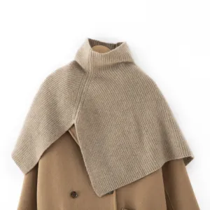 Cashmere Ribbed Cape Scarf Turtleneck Cashmere Clock Shawl Wrap Cape