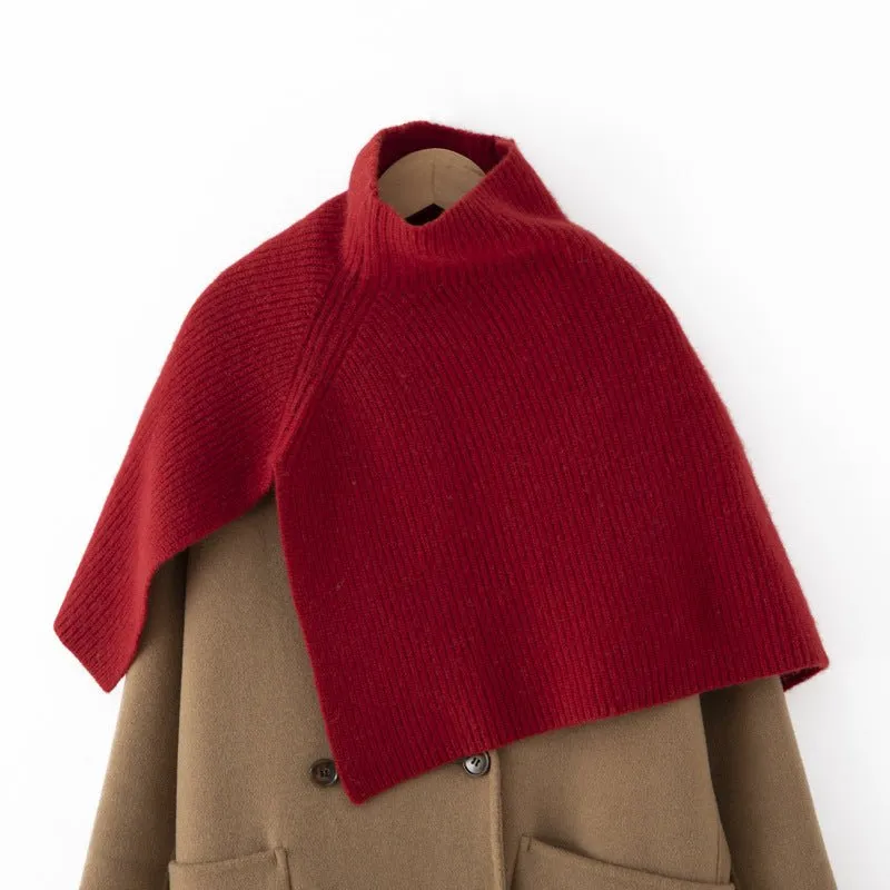 Cashmere Ribbed Cape Scarf Turtleneck Cashmere Clock Shawl Wrap Cape