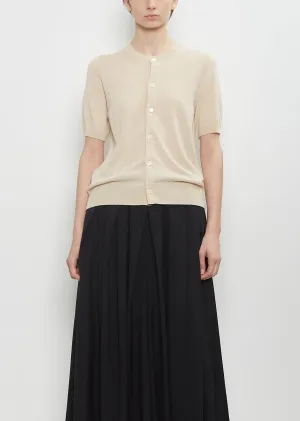 Cashmere Short Sleeve Cardigan — Beige