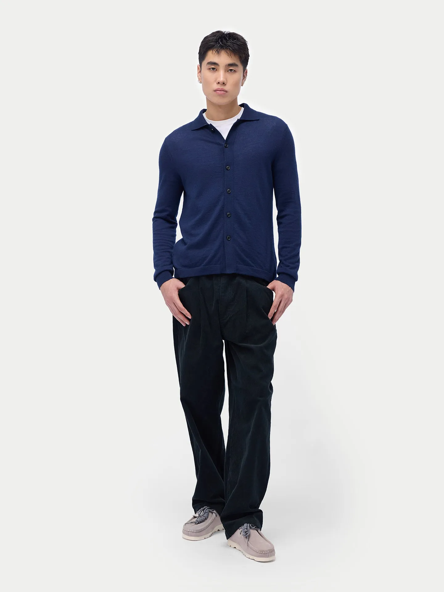 Cashmere Silk Polo-Neck Cardigan