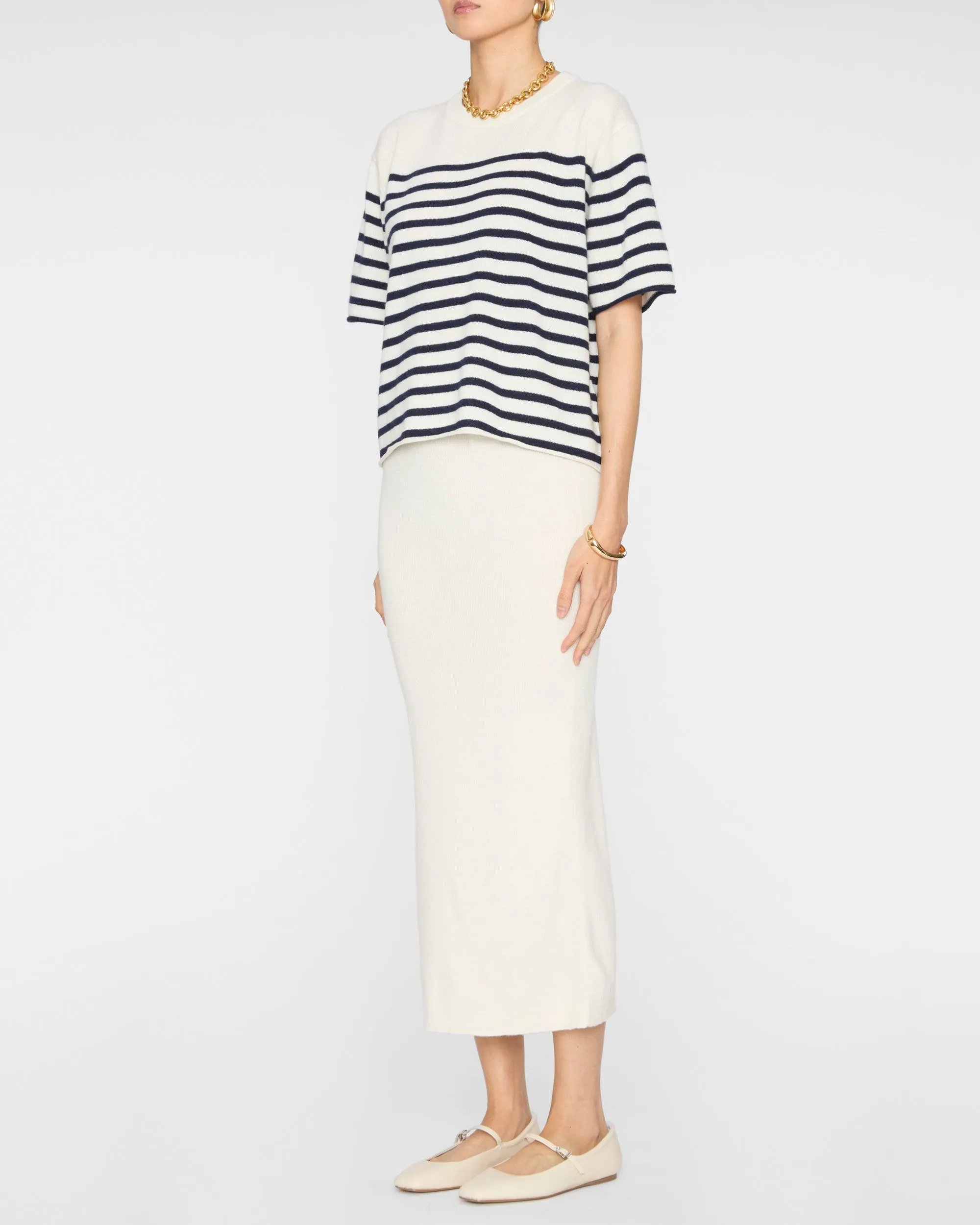 Cila Stripes T-Shirt in Cream/Navy Stripes