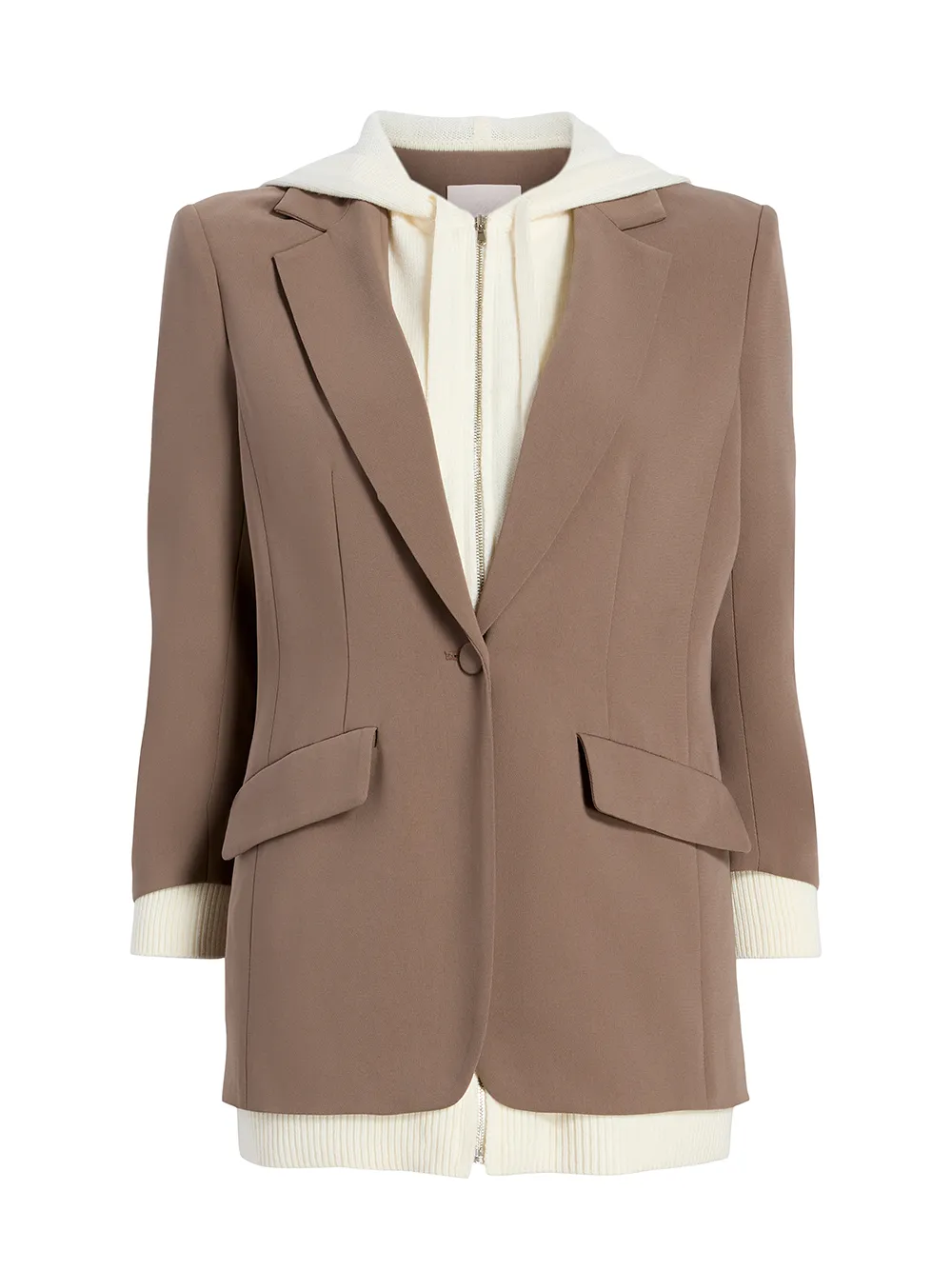 Cinq à Sept Sweater Knit Khloe Blazer in Taupe/Ivory