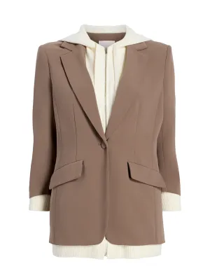 Cinq à Sept Sweater Knit Khloe Blazer in Taupe/Ivory